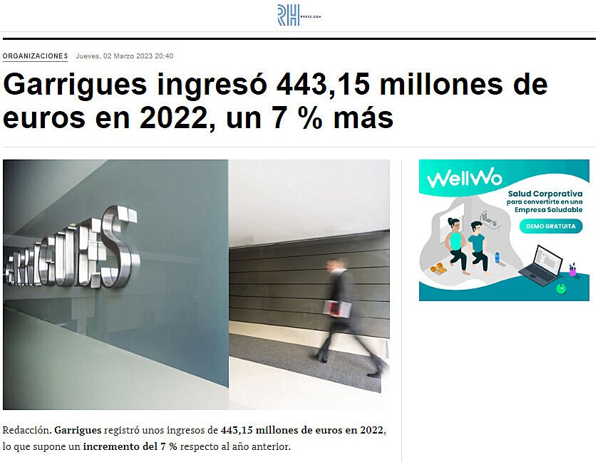Garrigues ingres 443,15 millones de euros en 2022, un 7 % ms